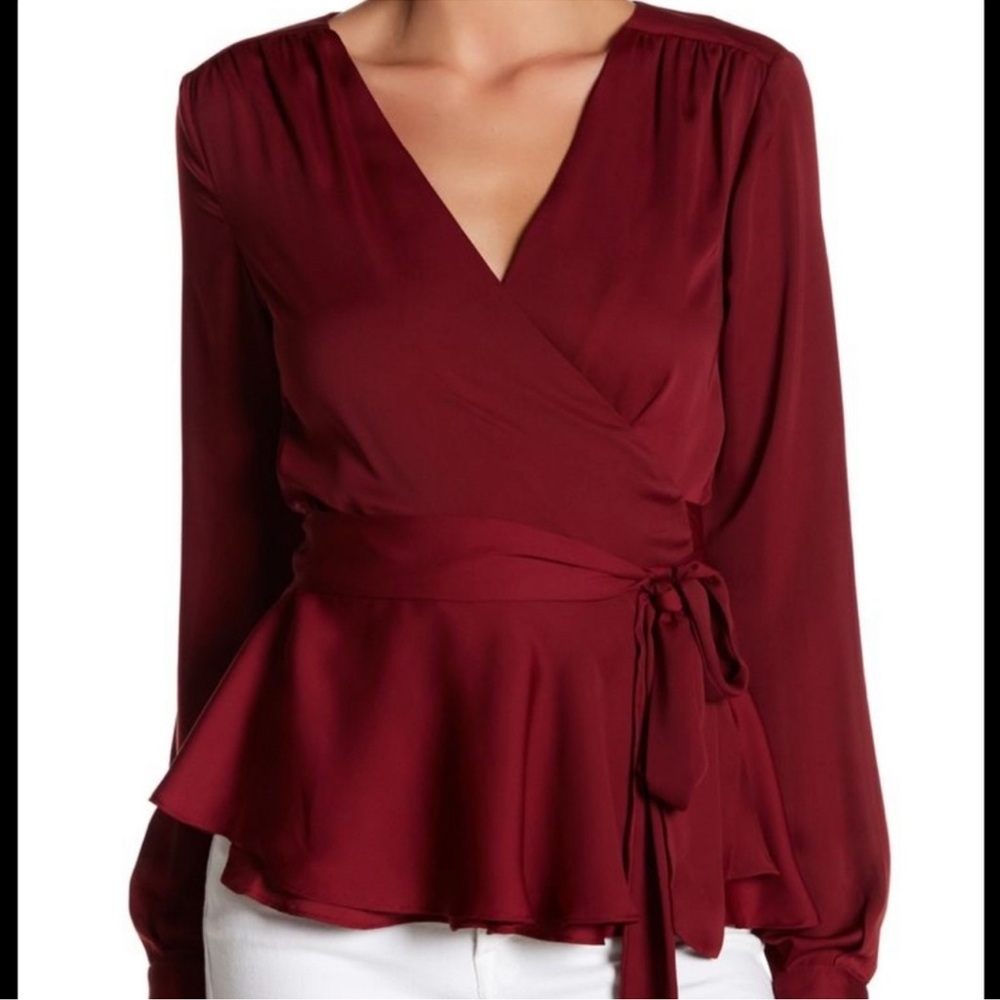 L’ academie Deep burgundy Wrap Blouse - Picture 1 of 9